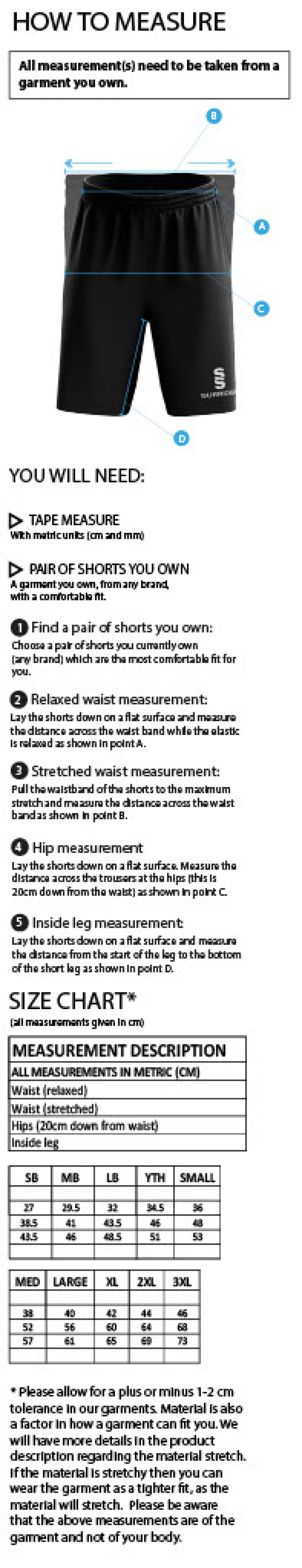 Olton WWHC - Ripstop Pocketed Shorts - Women's Fit - Size Guide