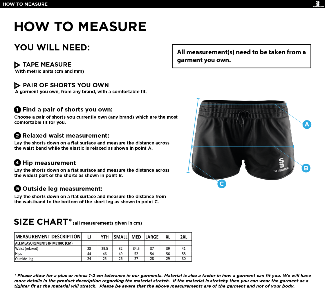 Olton WWHC - Dual Active Short - Women's Fit - Size Guide