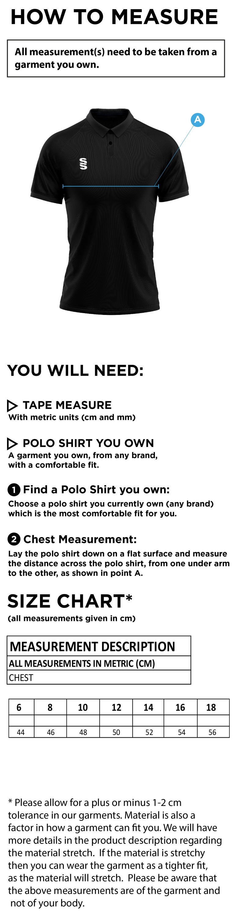 Olton WWHC - Away Shirt - Ladies Fit - Size Guide