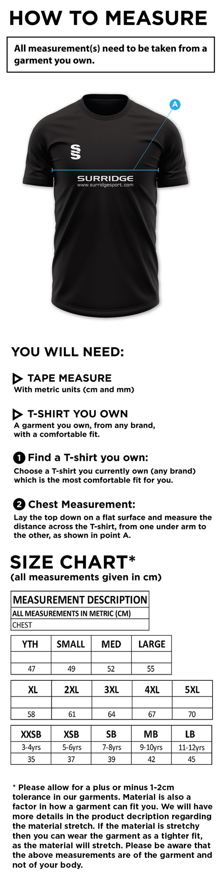 Olton & West Warwickshire Hockey Club Blade Polo - Size Guide