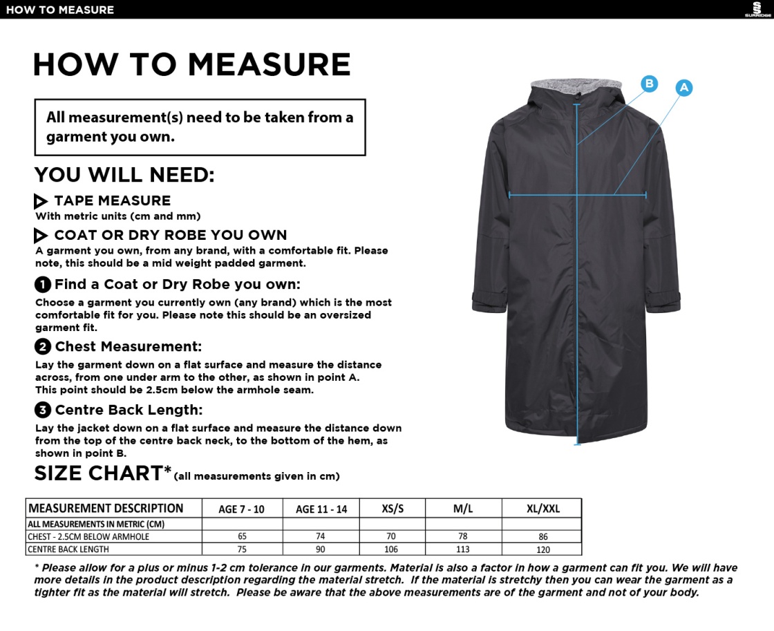 Olton WWHC - Thermal Robe - Unisex Fit - Size Guide