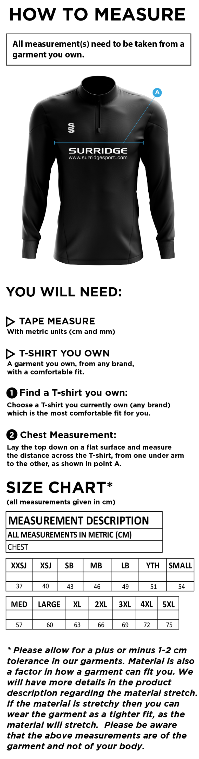 Olton & West Warwickshire Hockey Club Blade Performance - Size Guide